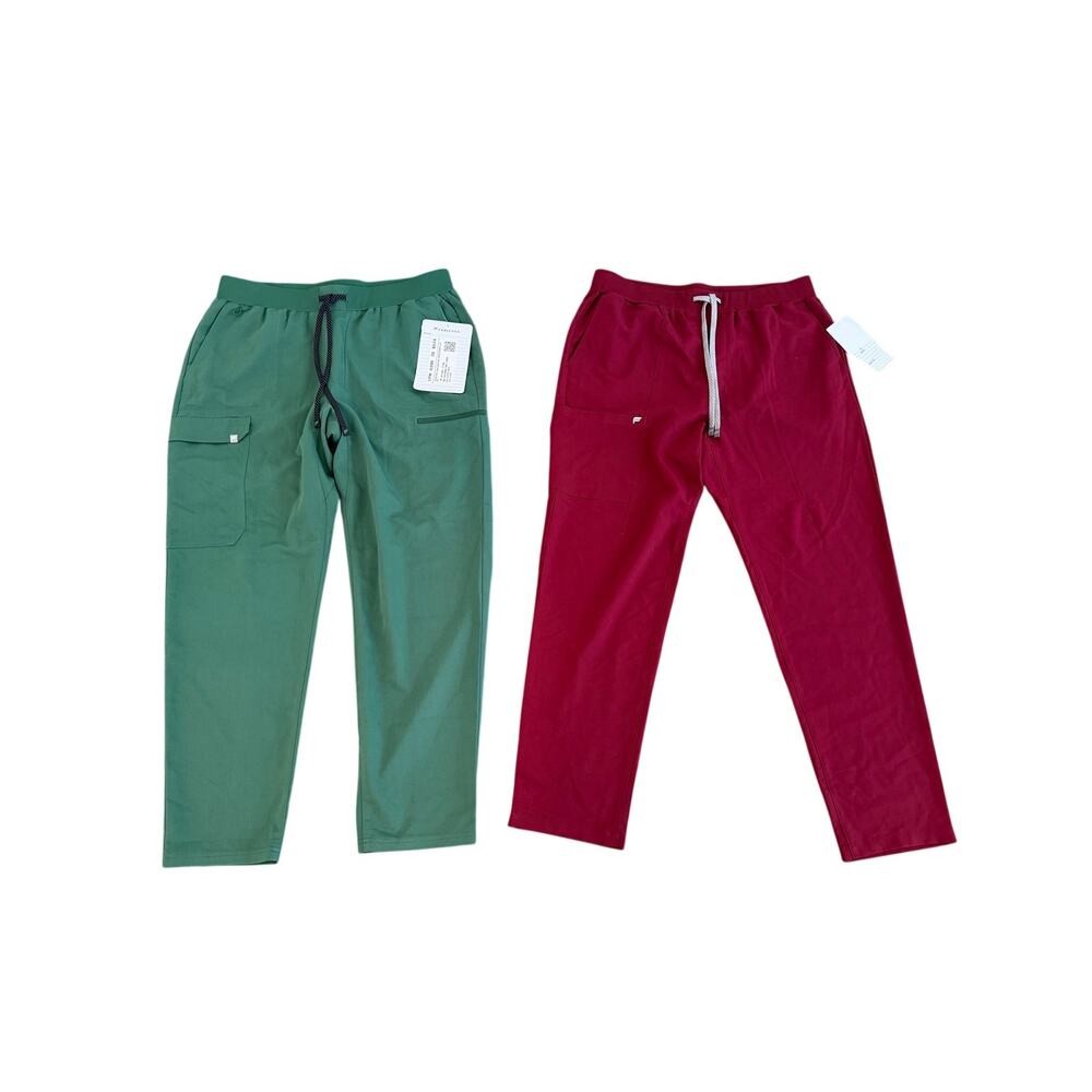 Lot of 2 NWT Fabletics Scrub Pants Equip Cargo/Intake Mens XL Green Red READ